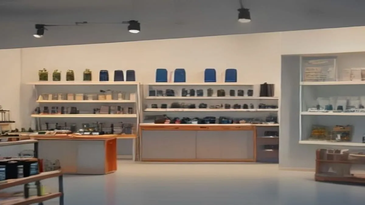 Loja pequena em dia comum, sem decoração de data especial, com luz natural entrando pela vitrine